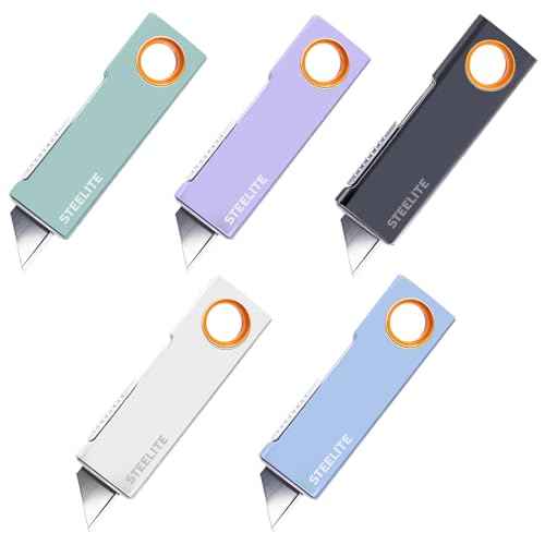 STEELITE 5pcs Mini Box Cutter, Retractable Letter Opener, Easy Cut for Package, Envelope, Box, Paper, Rope, Perfect for Daily, Office, Christmas Gift