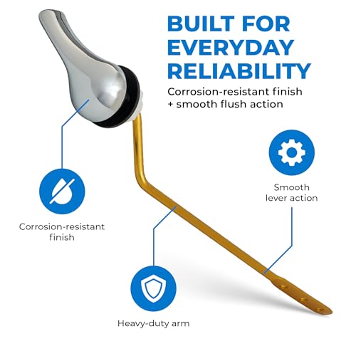 Qualihome Chrome Finish Side Mount Toilet Handle Replacement Kit - Universal, Modern Bathroom Decor