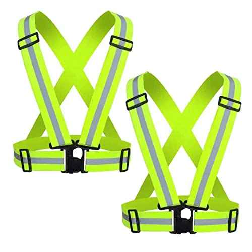 Reflective Safety Vest 2pcs - High Visibility Vest Adjustable Straps for Outdoor Jogging, Cycling, Walking and Riding