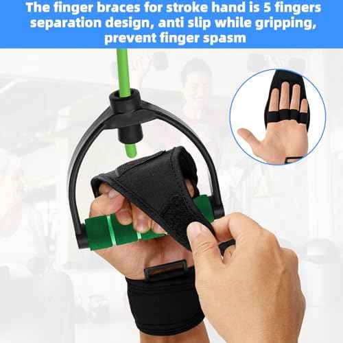 Stroke Finger Splint Brace Ability, Finger Rehabilitation Auxiliary Training Gloves for Elderly Patients, Anti-Spasticity Hand Therapy Equipment for Fist Stroke Hemiplegia Hand Training, Black