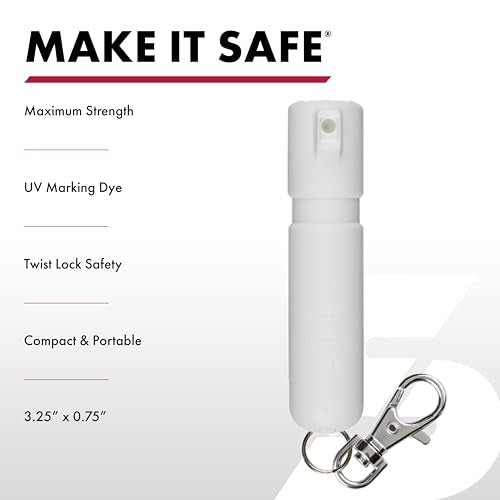 SABRE Mighty Discreet Pepper Spray, Protect Against Multiple Threats with 16 Bursts, Ultra-Compact Design, 40 Percent Smaller Than Other Pepper Sprays, UV Marking Dye, Snap Clip, 0.18 fl oz