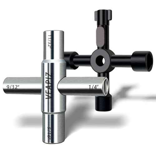 2PCS 4 Way Sillcock Water Key, Heavy Duty Multifunctional Water Utility Key, Steel Sillcock Wrench for Faucet, Hose Bib, Spigot, Valve and Cupboard