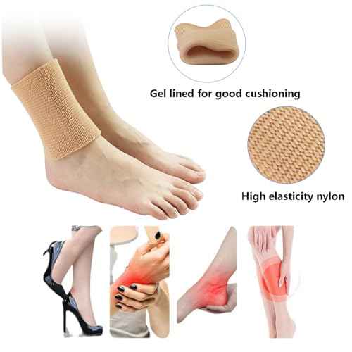 Ankle Gel Sleeves with Cushion Support Elastic Sleeves for Ice Skating, Hockey, Hiking Nude Color Non-Slip 1 Pair