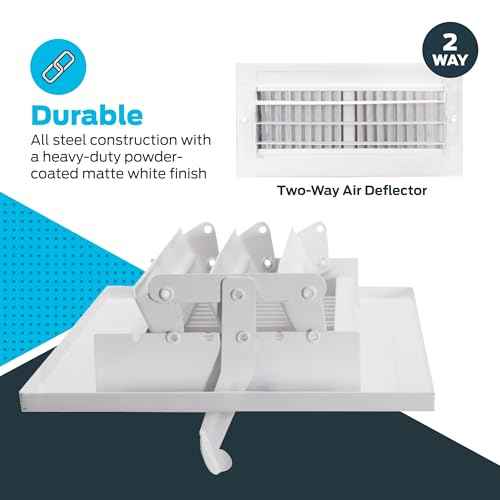 EZ-FLO 10 x 4 Inch (Duct Opening) Air Vent Cover for Wall or Ceiling, Two-Way Ventilation Register, Solid Steel HVAC Register Cover, White, 61609
