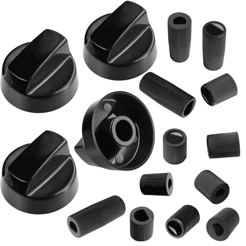 TOHAXPLS 4-Pack Universal Stove Control Knobs with 12 Adapters – 26mm x 42mm