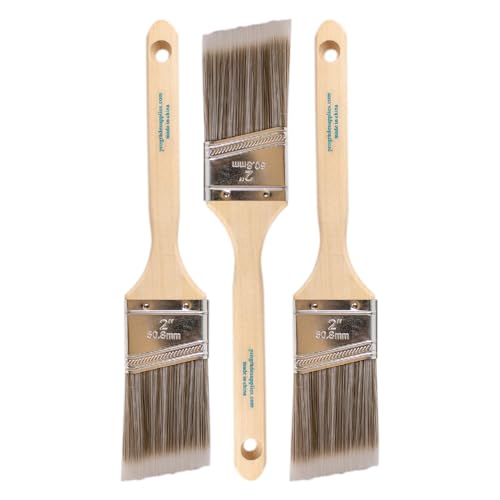 Pro Grade 2 Inch Angled Paint Brush Set (3 Pack) - Trim & Wall Edging, H Variation