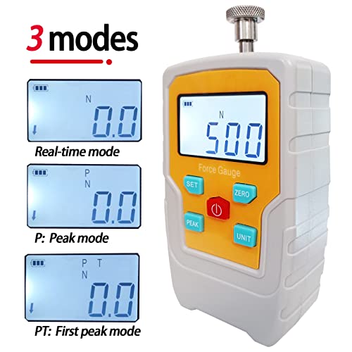 Digital Force Gauge Push and Pull Meter Dynamometer Tension Pressure Tester Thrust Meter Compression Load Plug Force Destructive Tests 500N/50kg/110lbf/1800Oz