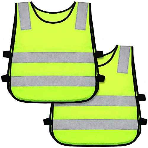 Geyoga Kids Reflective Vest Child Toddler Safety High Visibility Vest Yellow for Cycling Walking Skiing