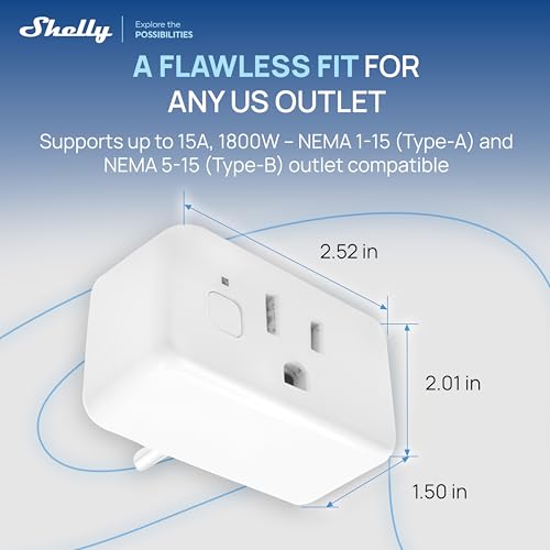 Shelly Smart Plug UL WiFi Zigbee Bluetooth Matter Outlet White - Gen4