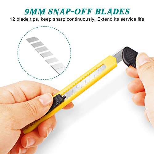TIFICAL 4 Pack Retractable Utility Knives - 9mm Snap-Off Box Cutters for Office & Home