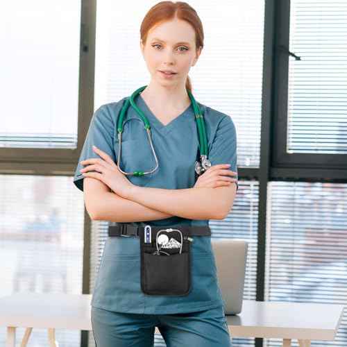 Server Waist Pouch, Restaurant Waiter Waist Organizer with Adjustable Belt Utility Money Bag Server Apron Storage Bag for Restaurants Hotels Bars Care Kit Tool, 9.84x7.32Inch