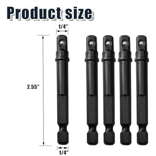 10 Pack 1/4 Inch Square Impact Adapter Bit, Hex Impact Socket Adapter for Drills, Socket Adapter Kit for Impact Driver, Automotive DIY - Black