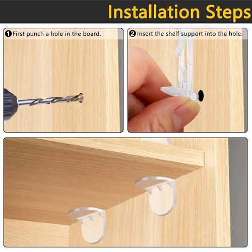 LonlyEagle 20pcs Clear Plastic Locking Shelf Pegs 6.9mm for 3/4 Inch Shelves - Variation 0.27x0.75 inch