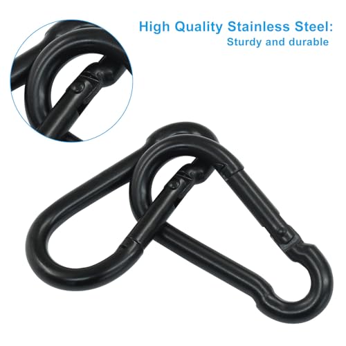 Black M5 Spring Snap Hooks 1.96 Inch - 10 Pack, Rustproof Stainless Steel