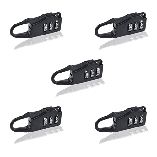 SDTC Tech 5 PCS Combination Luggage Lock Password Security Padlock Zinc Alloy Black Small Safe Combination Padlocks for Luggage Briefcases Suitcases Backpacks Computer Bags Locker Tool Cabinet