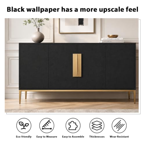 NVRZQWD 17.7x118 Black Peel and Stick Waterproof Wallpaper for Cabinets & Walls