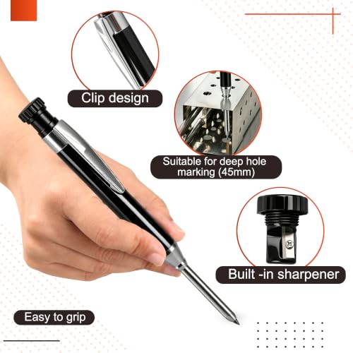 YEVEETTE 2.8mm Mechanical Carpenter Pencil Set with 7 Refills & Built-in Sharpener