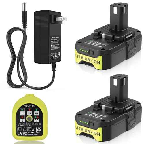 Replacement Ryobi 18v Battery 3.0Ah P103 Compatible with Ryobi 18v Chargers Rapid Charging P119 Combo Fits for 18 Volt Tools P100 P102 P104 P105 P107 P108 P109 P190 (2 Battery+1 Charger)