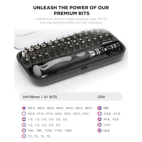 Precision Screwdriver Set - 48 in 1 screwdriver bit set Magnetic Small Screwdriver Set with Case, mini screwdriver set for Computer, Laptop, iPhone, MacBook, PC, Game Console, Eyeglass(48-IN-1)