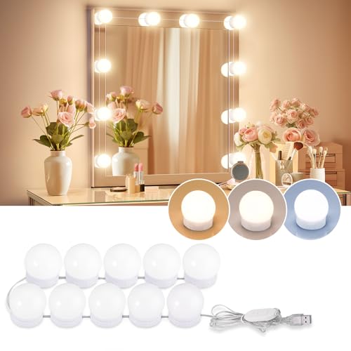 Consciot LED Vanity Lights for Mirror - Hollywood Style 10 Dimmable Bulbs, White Variant