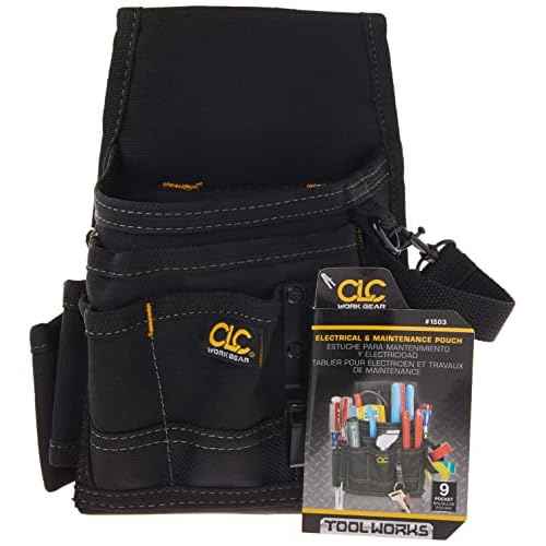 Custom Leathercraft CLC 1503 Small Electrical Maintenance Pouch, Black, 9 Pocket