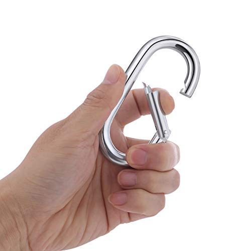 Heavy Duty Carabiner Clips 4 Inch M10x100mm Steel Snaps 2-Pack for Camping & Climbing