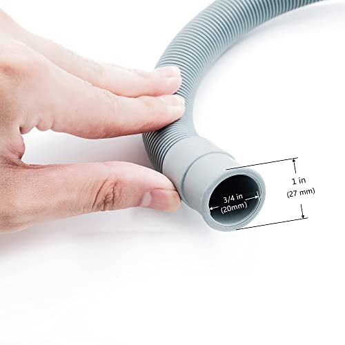 Elyfree 10ft Universal Washing Machine Drain Hose Extension Kit for LG/GE/Samsung – Flexible 4in Heads, 3/4–1-1/2 inch, Includes Clamps & U-Bend Holder