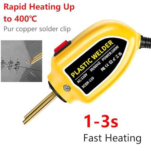 Portable 100W Plastic Welder 1200PCS Hot Staples Welding Repair Kit Hot Stapler Soldering Welder Gun Welding Rods Car Bumper Repair Kit for Crack Kayak Most Plastic(Yellow)