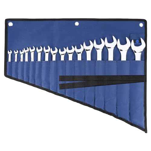 16 Pockets Wrench Roll Organizer, Rolled Tool Pouch Bag with Water Proof Oxford Cloth, Blue