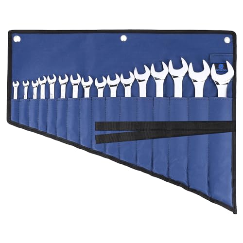 ROCKCOON Blue 16-Pocket Tool Roll Organizer Wrench Pouch Waterproof Durable
