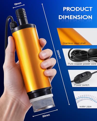 12V 80W Submersible Water Transfer Pump - High Flow Diesel & Water Pump
