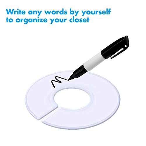 30 Pack White Round Clothing Size Closet Rack Dividers Hangers with 1 Bonus Marker (Outer 3.5¡±, Inner 1.38¡± in Diameter)