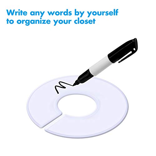 Vantasii 30 Pack White Round Closet Rack Dividers with Marker – Adjustable Storage Labels