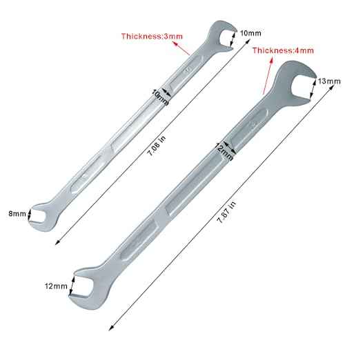 Thin Wrench, 2PCS 45¡Æ Angle Head Double Open End Wrenches 8mm 10mm 12mm 13mm for Tight Spots Repair(Thickness:3mm and 4mm)