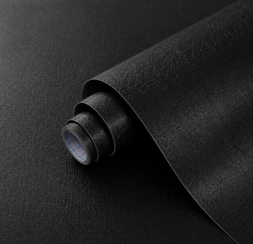 NVRZQWD 17.7x118 Black Peel and Stick Waterproof Wallpaper for Cabinets & Walls