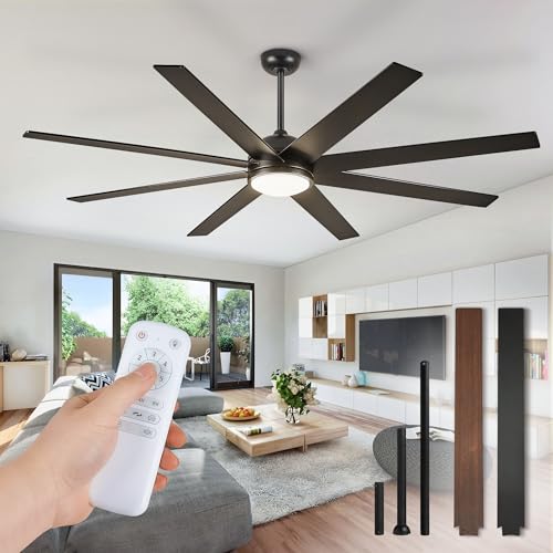 Fanbulous 65 Inch Black Ceiling Fan with Reversible Blades, 3CCT Lights & Remote
