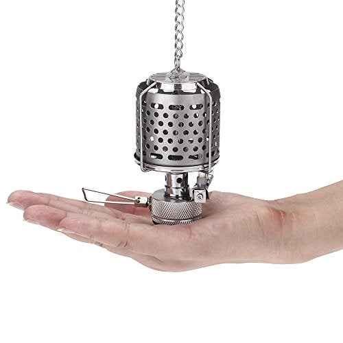 Mini Portable Camping Lantern Gas Light Tent Lamp Torch Hanging Metal Lamp-chimney Butane 80LUX