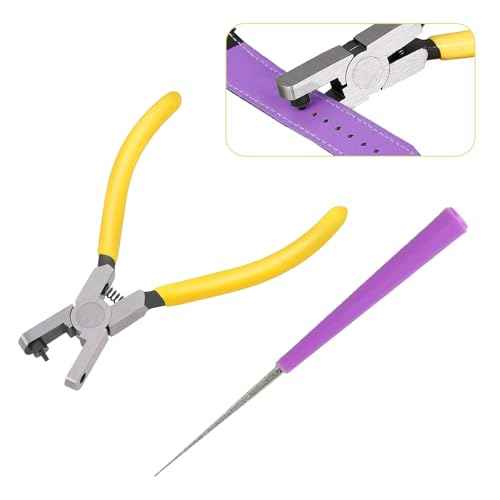 2PCS Band Leather Punching Pliers 2.0mm Belt Punch Tool for Belt Punching Tool Lace Punch Hand Wrist Strap Leather Punching Tool for DIY Craft Shoes Fabric