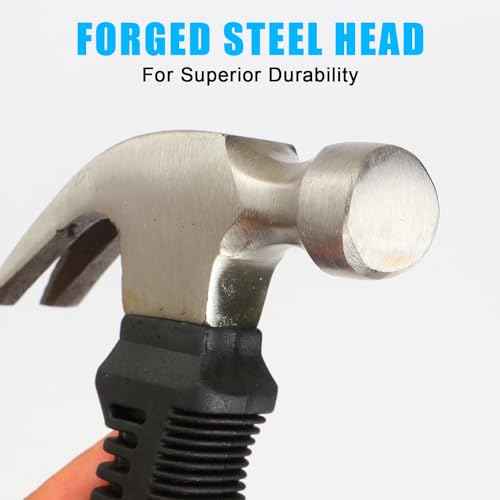 Claw Hammer Small Hammer 8oz Camping Hammer Comfortable Hammers Tools Stubby Hammer with Anti-Slip Handle for Women DIY Craft Industry Indoor Outdoor Using