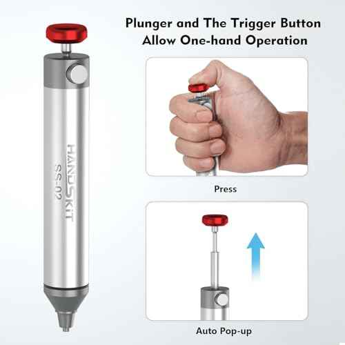 Solder Sucker,HANDSKIT No Clog Desoldering Wick for Solder Removing Heat Resistant Sucking Nozzle Tube Desolder Tool Soldering Pump Strong Vacuum Suction Remover Desolder Gun Solder Iron Cleaner