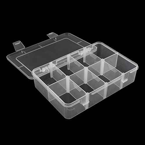 1 Pack Plastic 8-Grid Case Hard Plastic Storage Box with Detachable Blank for Small Parts,Hardware Tool Parts(7.28 * 4.88 * 1.6 inch)