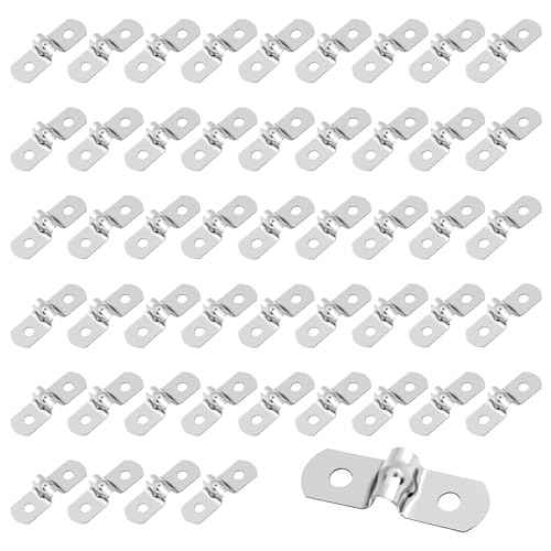 50Pcs M5 Wire Shelf Clips Stainless Steel Rigid Tube Strap Two Hole Strap U Bracket Tube Strap Clamp for 0.2 Inch OD Hose Heavy Duty Tube Strap Tension Clip