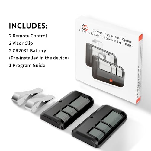 CreaCity 2 Pack Garage Door Remote Control for LiftMaster Chamberlain Craftsman - Black