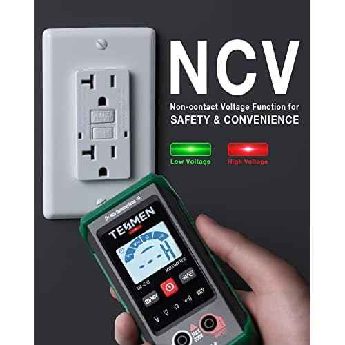 TM-510 Digital Multimeter, 4000 Counts, Smart Measurement, Auto-Ranging Voltmeter; Voltage Tester with Non-Contact Voltage Function, Measures AC/DC Voltage, Resistance, Continuity ? Green