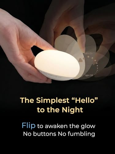 EASZZZ Baby Night Light Egg Lamp for Nursery, Warm White Flip Design Touch Lamp
