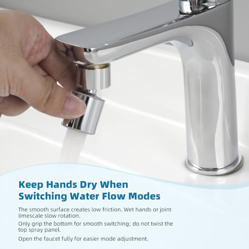 Hibbent Classic 360 Degree Chrome Faucet Aerator with Dual-Function Sprayer