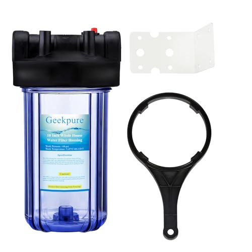 Geekpure 10 Inch Clear Whole House Water Filter Housing - Variation 1, 1" Port