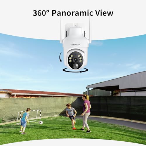 SEHMUA White 2-Pack 2K Solar WiFi Security Cameras with Pan/Tilt, Night Vision, Two-Way Audio