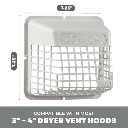 Deflecto White 3-4in Outdoor Vent Bird Guard | Fits 3-4 Inch Dryer/Bathroom Vents
