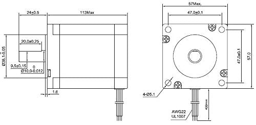 STEPPERONLINE High Torque Nema 23 CNC Stepper Motor 114mm 425oz.in/3Nm CNC Mill Lathe Router